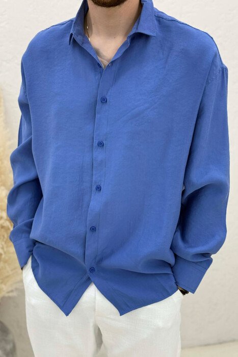 ONE COLOR SIMPLE MAN SHIRT LIGHTBLUE/BZ - 4