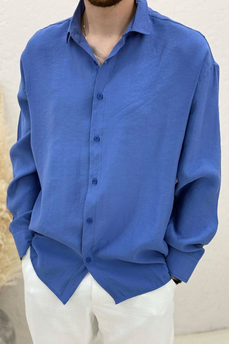 ONE COLOR SIMPLE MAN SHIRT LIGHTBLUE/BZ - 4