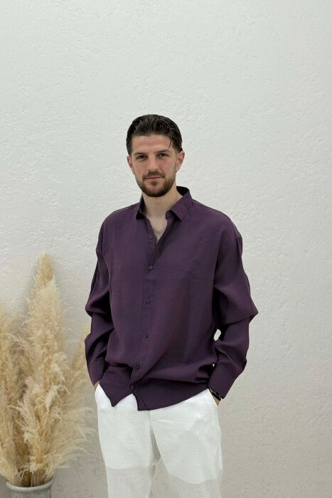 ONE COLOR SIMPLE MAN SHIRT PURPLE/LEJLA - KLAUDIO FASHION
