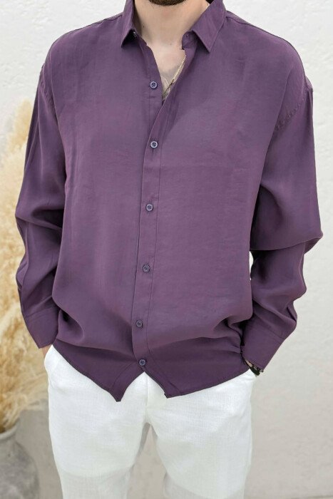 ONE COLOR SIMPLE MAN SHIRT PURPLE/LEJLA - 4