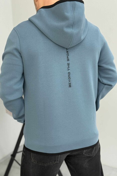ONE COLOR SIMPLE MEN COTTON JACKETS BLUE STONE/GK - 4