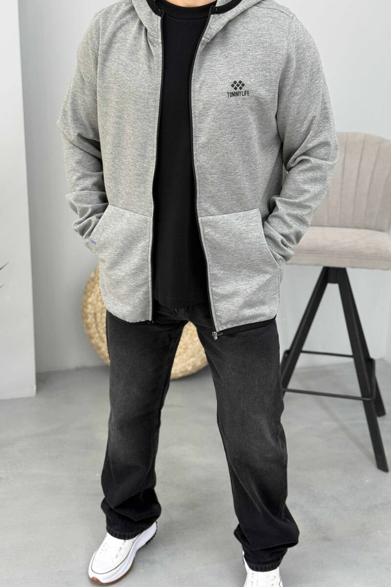 ONE COLOR SIMPLE MEN COTTON JACKETS GREY/GRI - 2