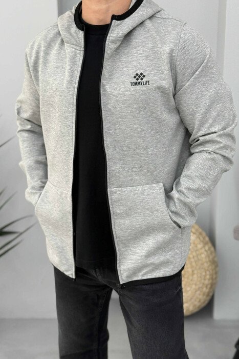 ONE COLOR SIMPLE MEN COTTON JACKETS LIGHT GREY/GZ 