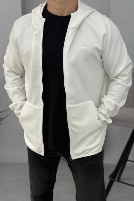 ONE COLOR SIMPLE MEN COTTON JACKETS WHITE-E BARDHE 