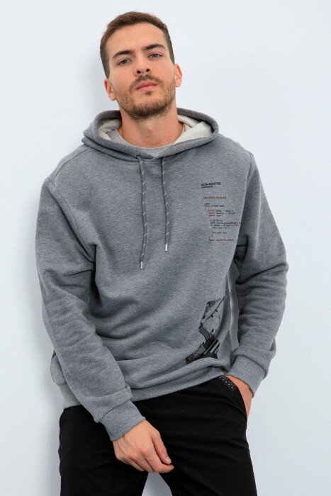 ONE COLOR SIMPLE MEN HODDIE GREY/GRI - KLAUDIO FASHION