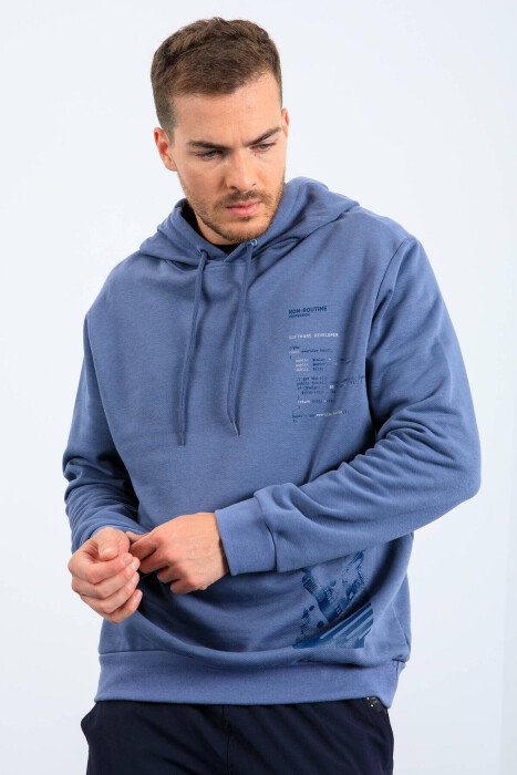ONE COLOR SIMPLE MEN HODDIE LIGHTBLUE/BZ - KLAUDIO FASHION