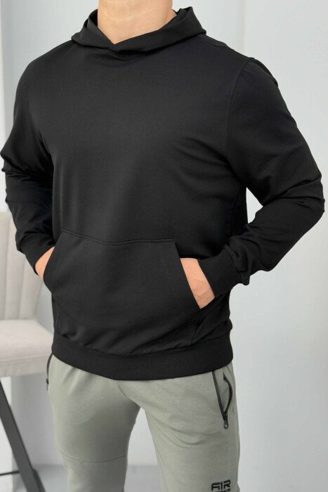 ONE COLOR SIMPLE MEN HOODIE BLACK/ E ZEZE - 1