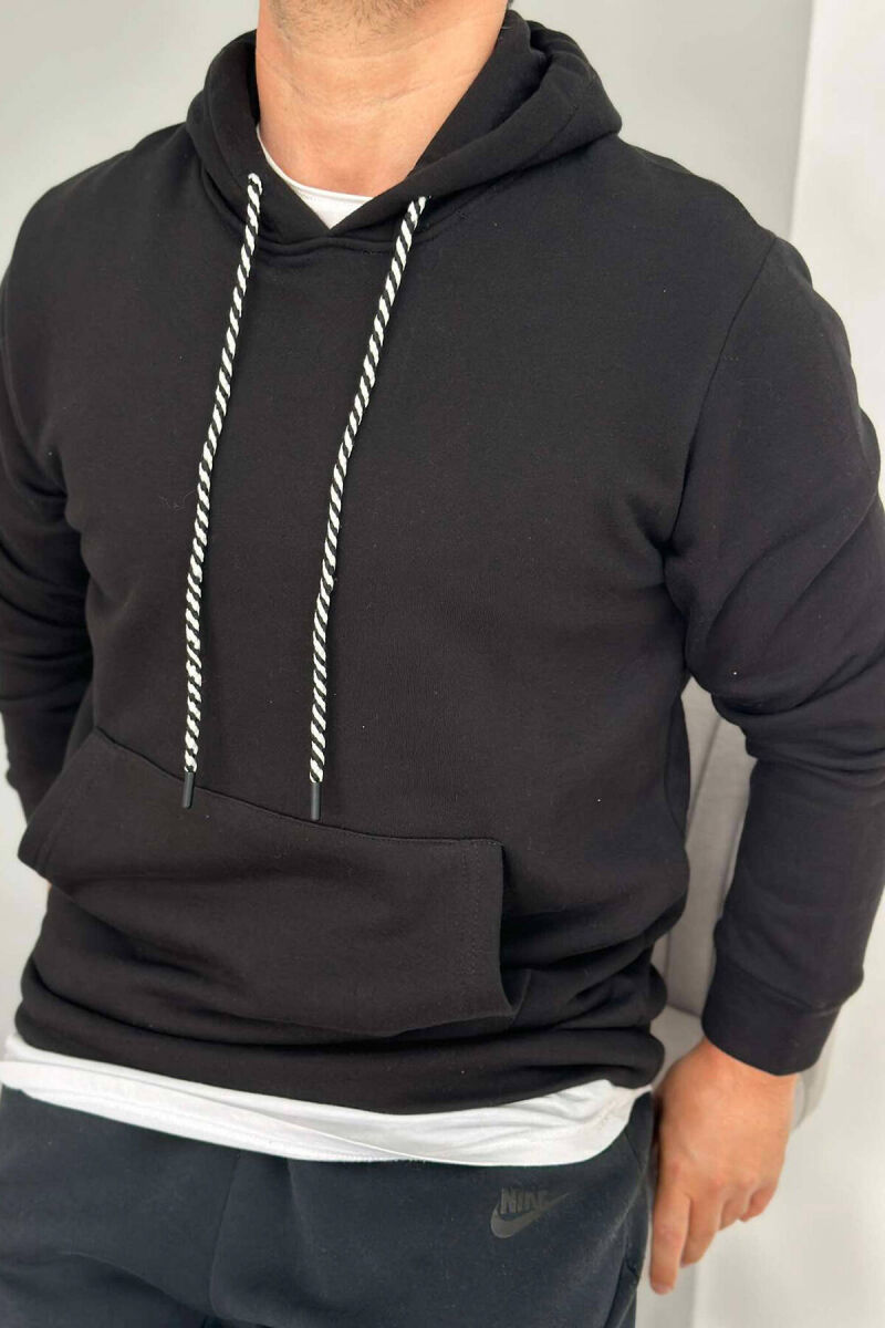 ONE COLOR SIMPLE MEN HOODIE BLACK/ E ZEZE - 2