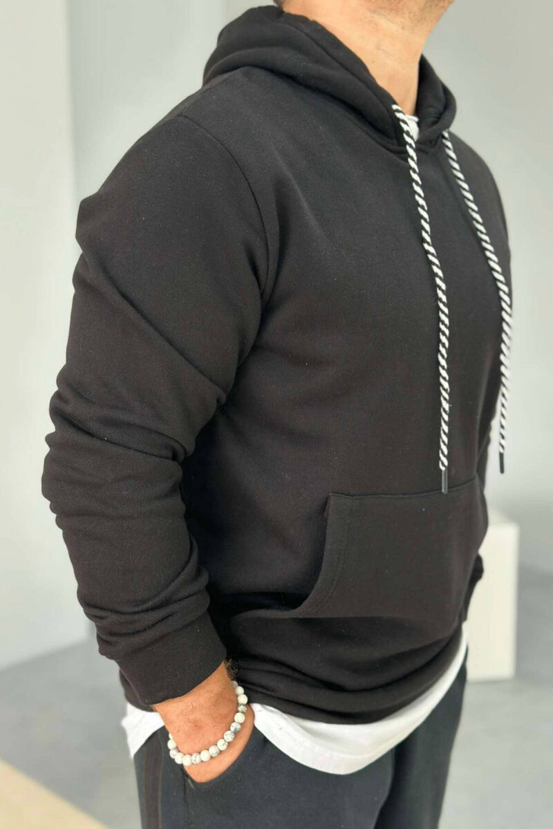 ONE COLOR SIMPLE MEN HOODIE BLACK/ E ZEZE - 4