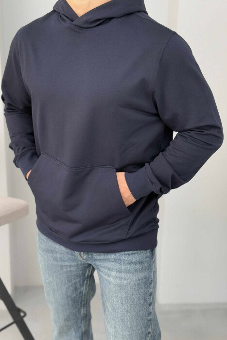 ONE COLOR SIMPLE MEN HOODIE BLUE/BLU 