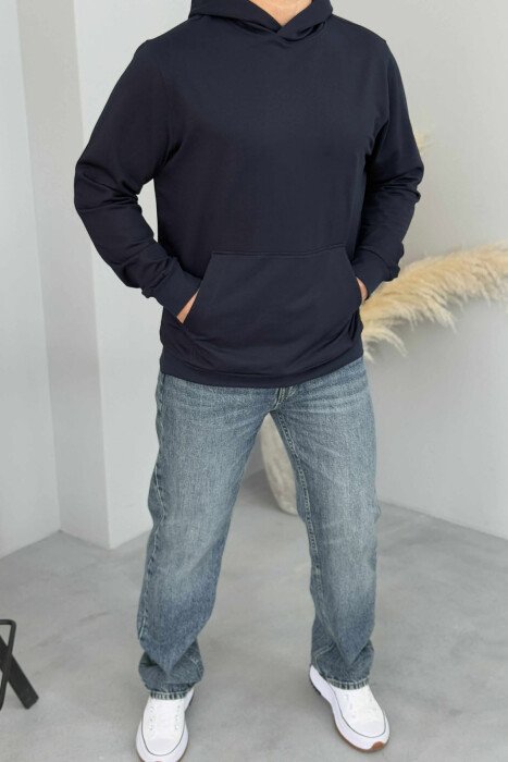 ONE COLOR SIMPLE MEN HOODIE BLUE/BLU - 2