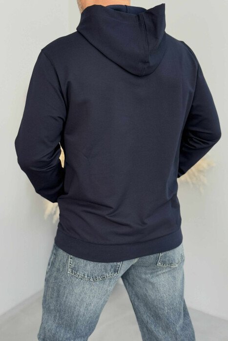 ONE COLOR SIMPLE MEN HOODIE BLUE/BLU - 4