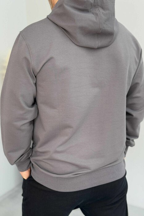 ONE COLOR SIMPLE MEN HOODIE DARK GREY/GEE - 3