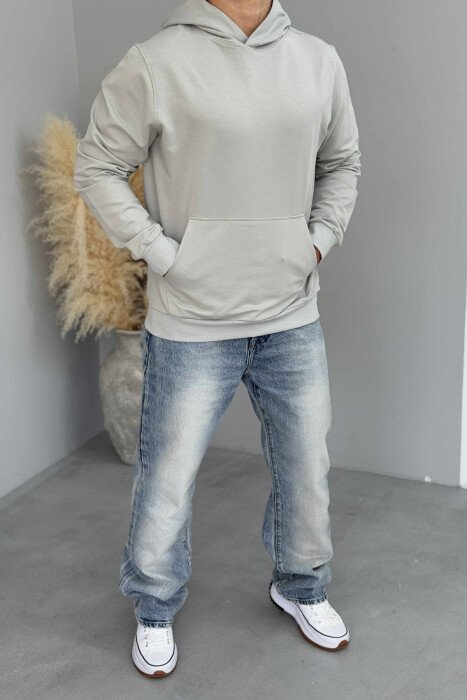 ONE COLOR SIMPLE MEN HOODIE LIGHT GREY/GZ - 2