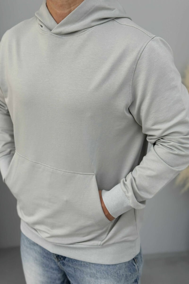 ONE COLOR SIMPLE MEN HOODIE LIGHT GREY/GZ - 1