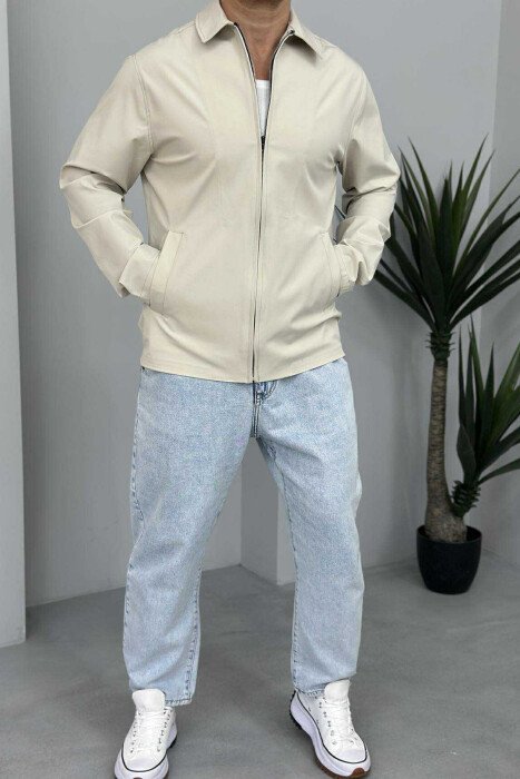 ONE COLOR SIMPLE MEN JACKET BEIGE/BEZHE - 1