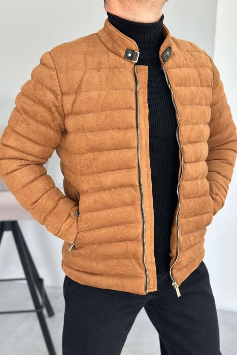 ONE COLOR MEN PUFFER JACKET BROWN/KAFE - KLAUDIO FASHION