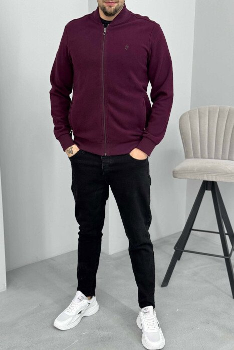 ONE COLOR SIMPLE MEN JACKET BURGUNDY/VISHNJE - KLAUDIO FASHION