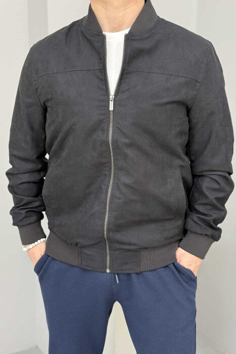 ONE COLOR SIMPLE MEN JACKET DARK BLUE/BEE - 1