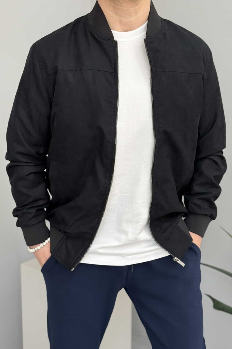 ONE COLOR SIMPLE MEN JACKET DARK BLUE/BEE - 2