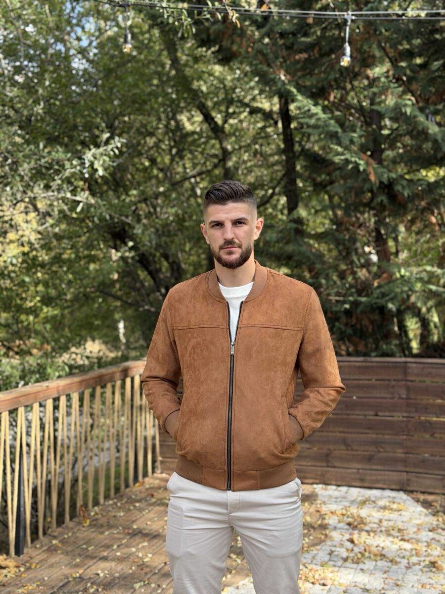 ONE COLOR SIMPLE MEN JACKET DARK BROWN/KAE - 2