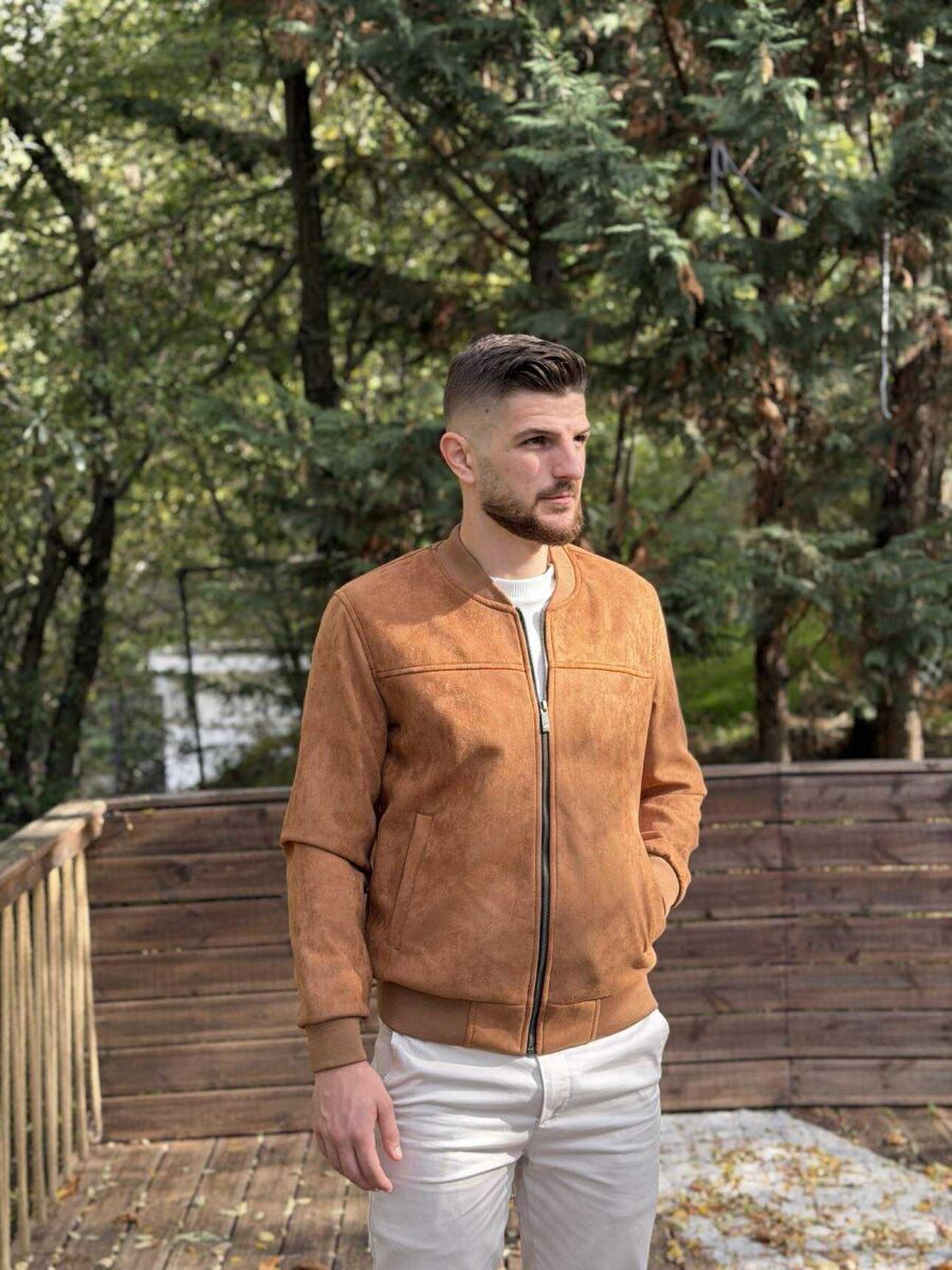 ONE COLOR SIMPLE MEN JACKET DARK BROWN/KAE - 5