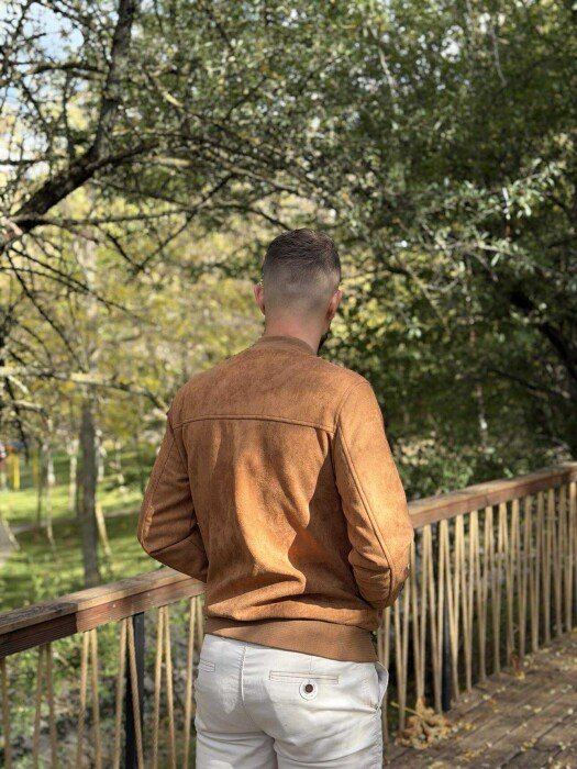ONE COLOR SIMPLE MEN JACKET DARK BROWN/KAE - 6