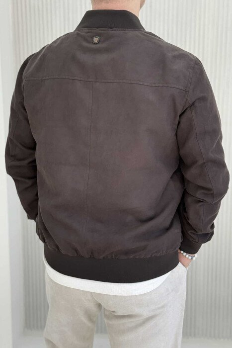 ONE COLOR SIMPLE MEN JACKET DARK BROWN/KAE - 2