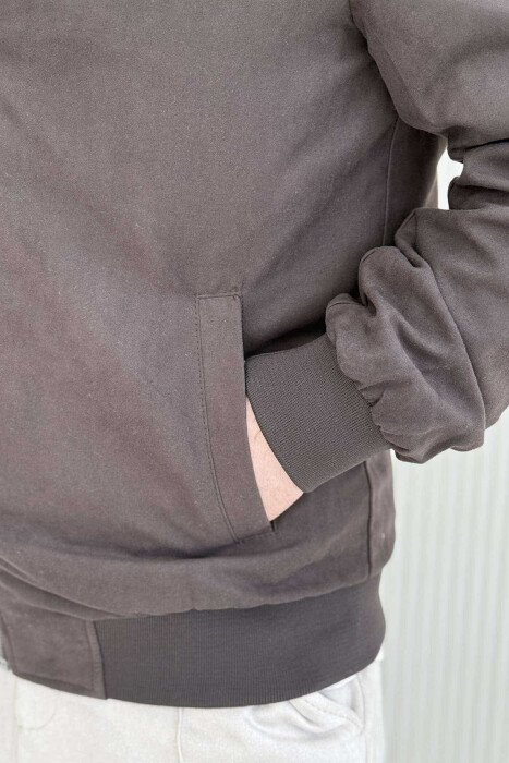 ONE COLOR SIMPLE MEN JACKET DARK BROWN/KAE - 4
