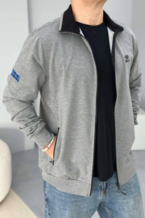 ONE COLOR SIMPLE MEN JACKET GREY/GRI - KLAUDIO FASHION