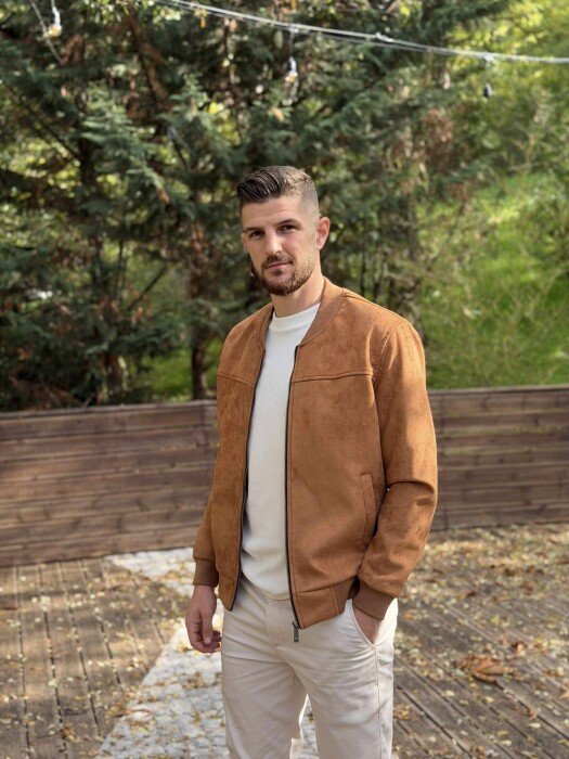 ONE COLOR SIMPLE MEN JACKET LIGHT BROWN/KAZB - 6
