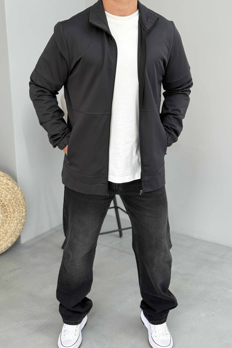 ONE COLOR SIMPLE MEN JACKETS DARK GREY/GEE - 2