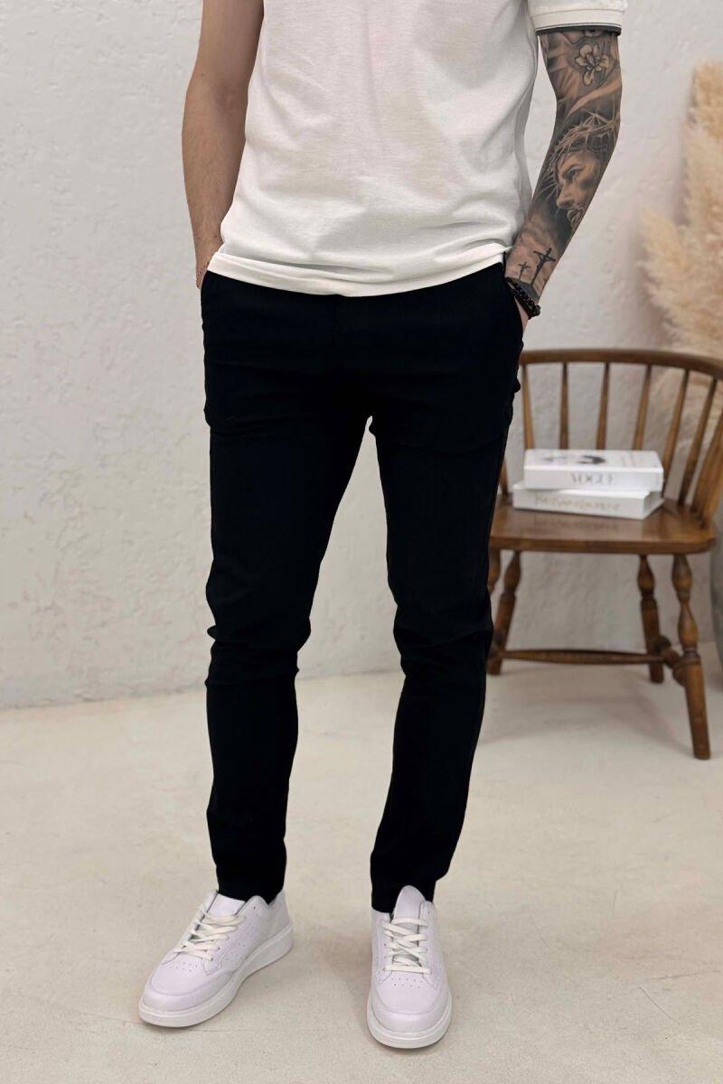 ONE COLOR SIMPLE MEN PANTS BLACK/ E ZEZE - 3