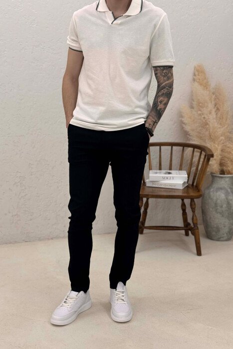 PANTALLONA TE THJESHTA NJE NGJYRESHE PER MESHKUJ NE NGJYRE TE ZEZE - KLAUDIO FASHION