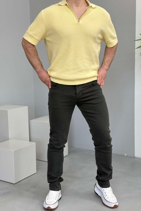 ONE COLOR SIMPLE MEN JEANS DARK GREEN/JEE - 1