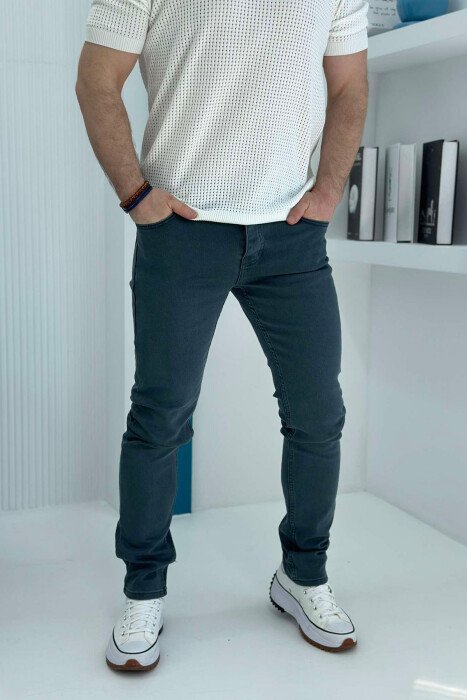 ONE COLOR SIMPLE MEN JEANS DARK GREY/GEE - KLAUDIO FASHION