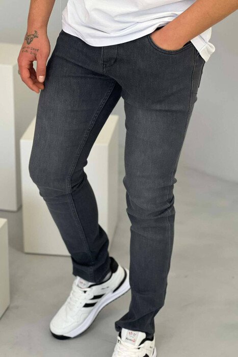 XHINSE TË THJESHTA NJË NGJYRËSHE PËR MESHKUJ NË NGJYRËN GRI TË ERRËT - KLAUDIO FASHION