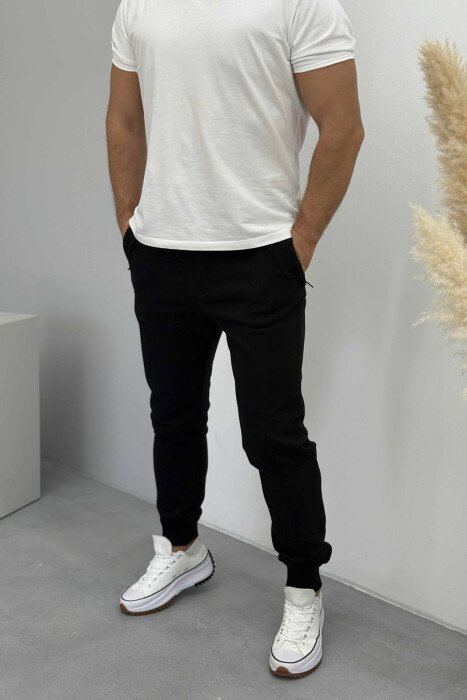 ONE COLOR SIMPLE MEN JOGGERS BLACK/ E ZEZE - KLAUDIO FASHION