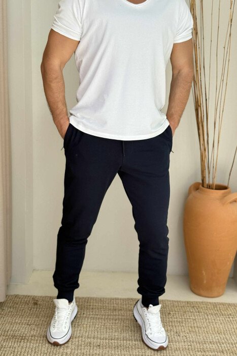 ONE COLOR SIMPLE MEN JOGGERS BLUE/BLU - KLAUDIO FASHION