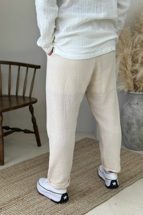 ONE COLOR SIMPLE MEN PANTS BEIGE/BEZHE - 5