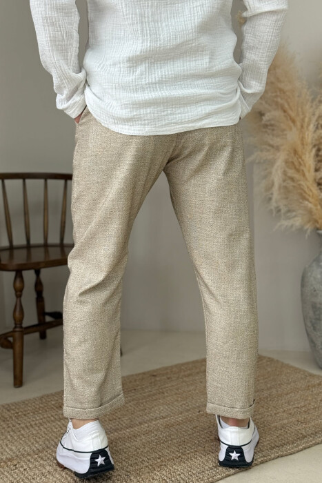 ONE COLOR SIMPLE MEN PANTS BEIGE/BEZHE - 4