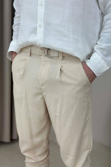 ONE COLOR SIMPLE MEN PANTS BEIGE/BEZHE - 2