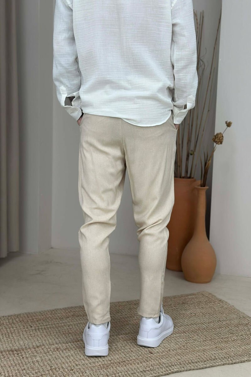 ONE COLOR SIMPLE MEN PANTS BEIGE/BEZHE - 3