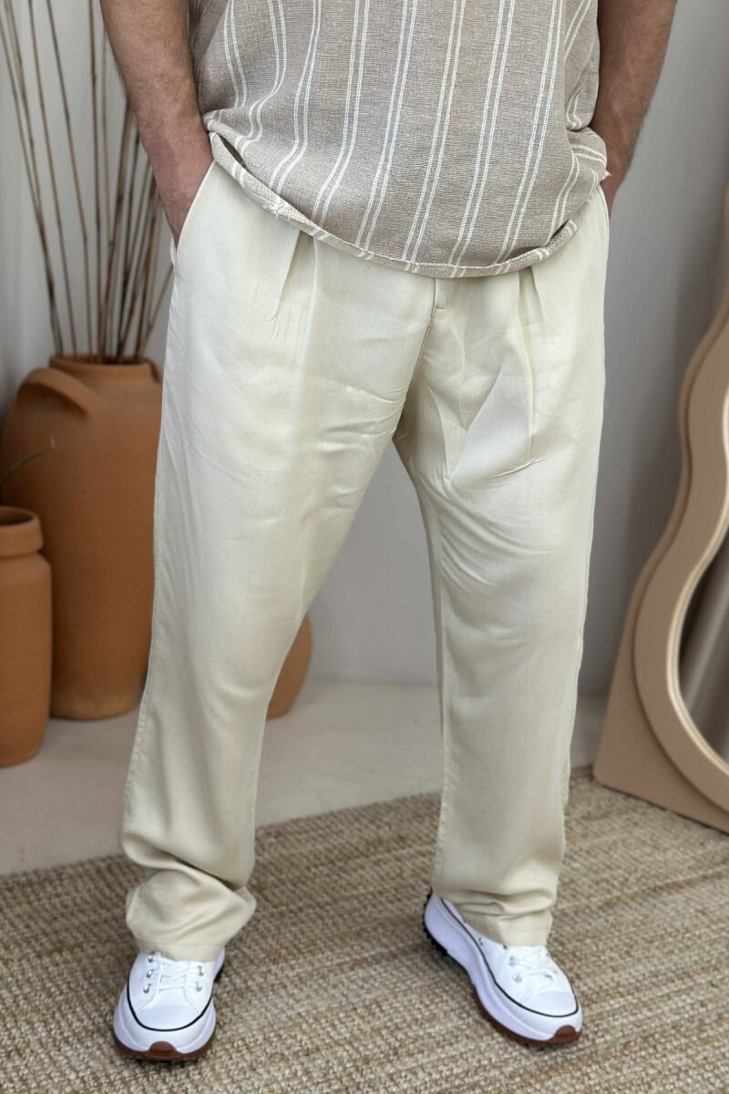 ONE COLOR SIMPLE MEN PANTS BEIGE/BEZHE - 4
