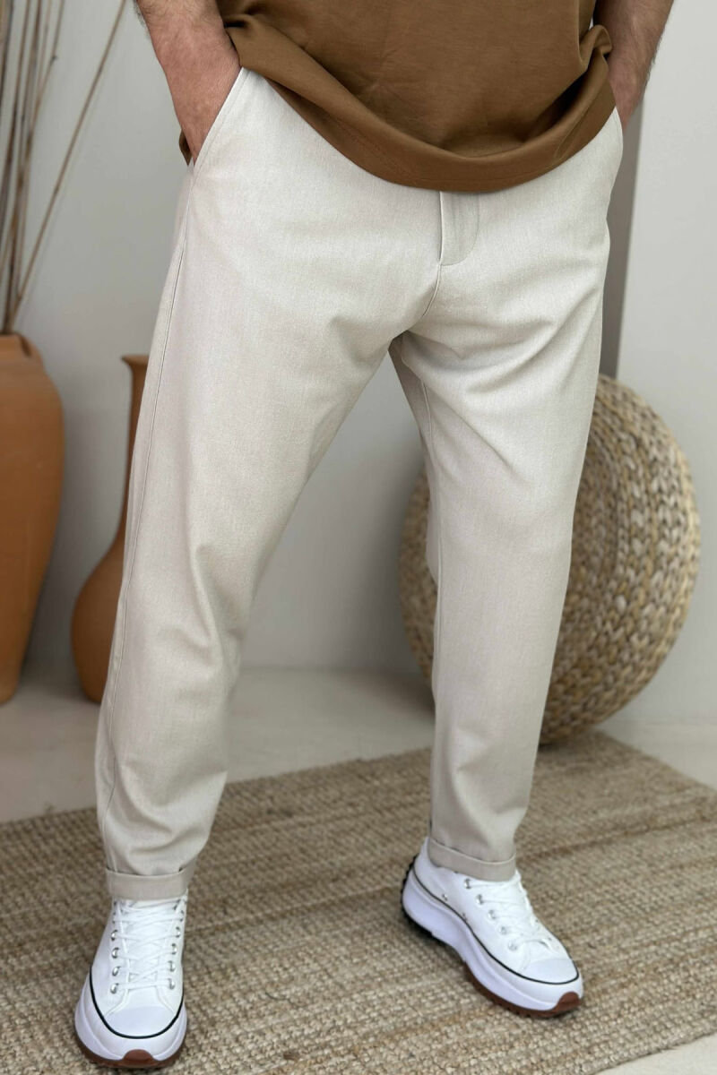 ONE COLOR SIMPLE MEN PANTS BEIGE/BEZHE - 2