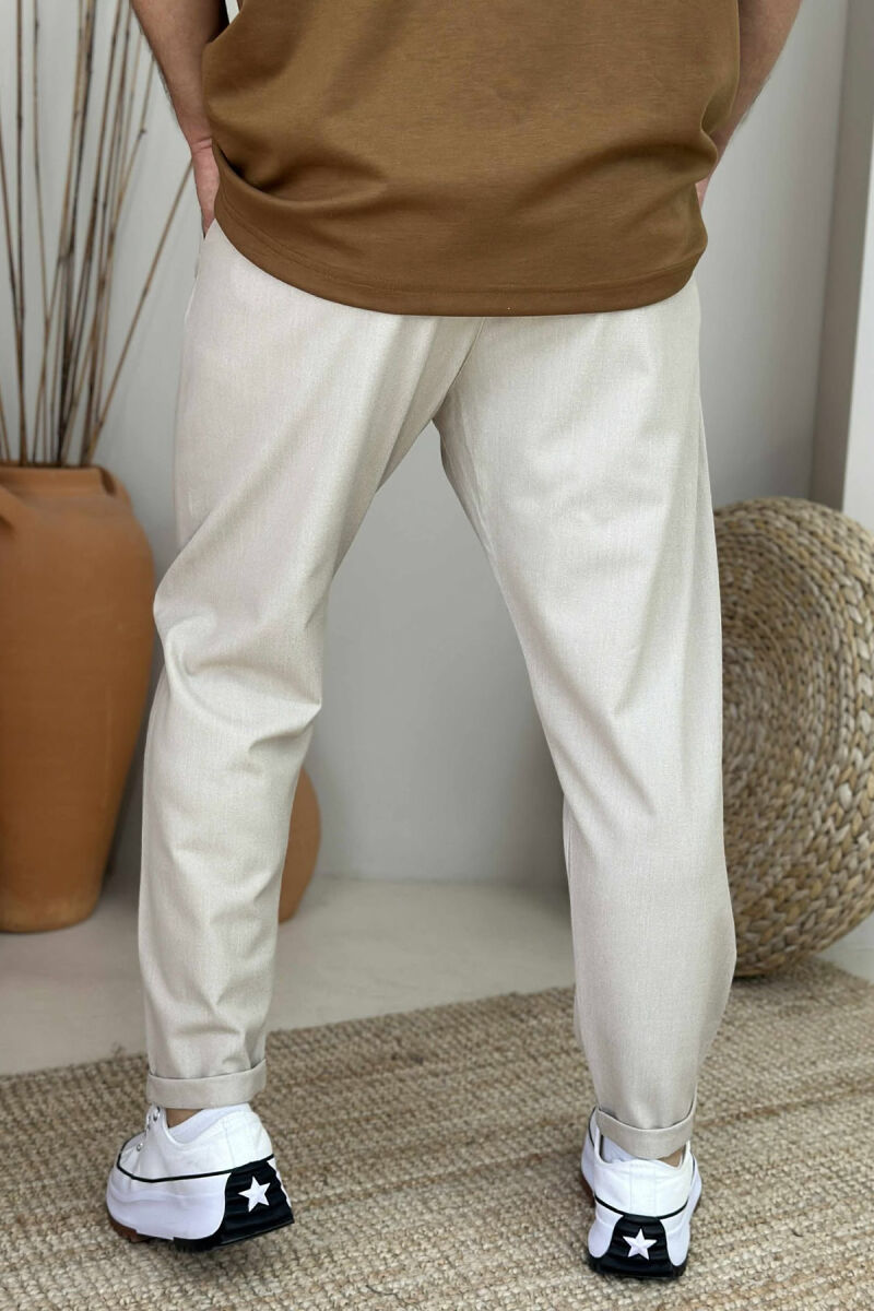 ONE COLOR SIMPLE MEN PANTS BEIGE/BEZHE - 3