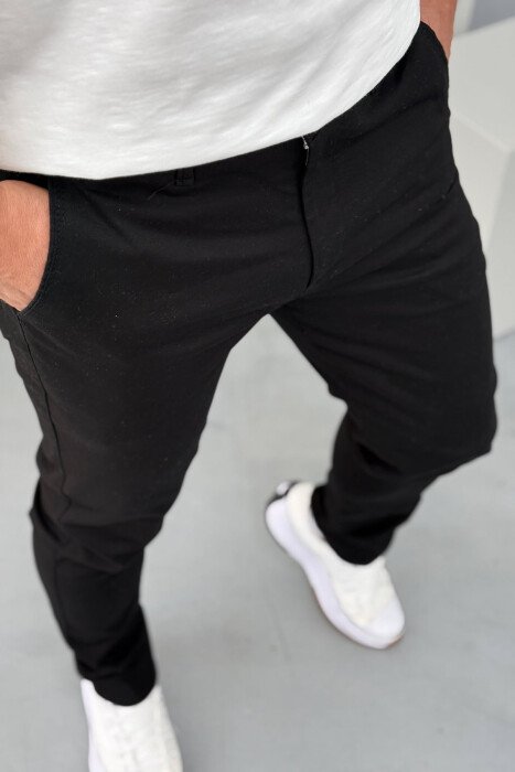 ONE COLOR SIMPLE MEN PANTS BLACK/ E ZEZE - 5