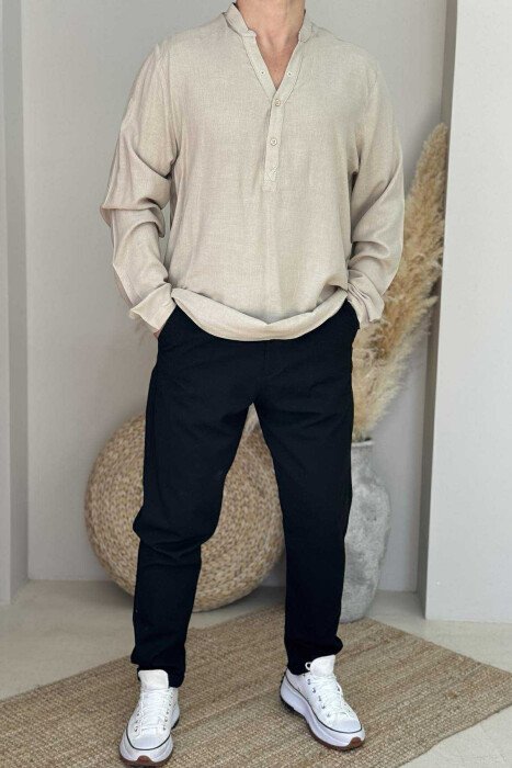 ONE COLOR SIMPLE MEN PANTS BLACK/ E ZEZE - 1