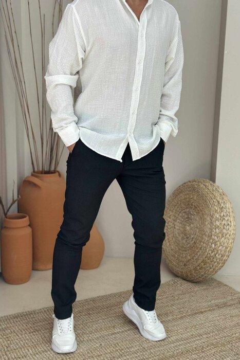 ONE COLOR SIMPLE MEN PANTS BLACK/ E ZEZE - KLAUDIO FASHION