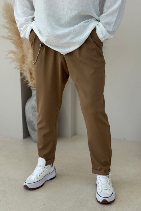 ONE COLOR SIMPLE MEN PANTS BROWN/KAFE 